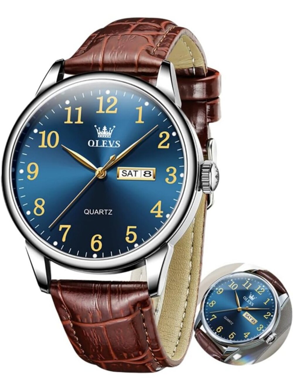 Vintage Leather Band Men's Watch - Classic Analog Quartz, Waterproof, Easy